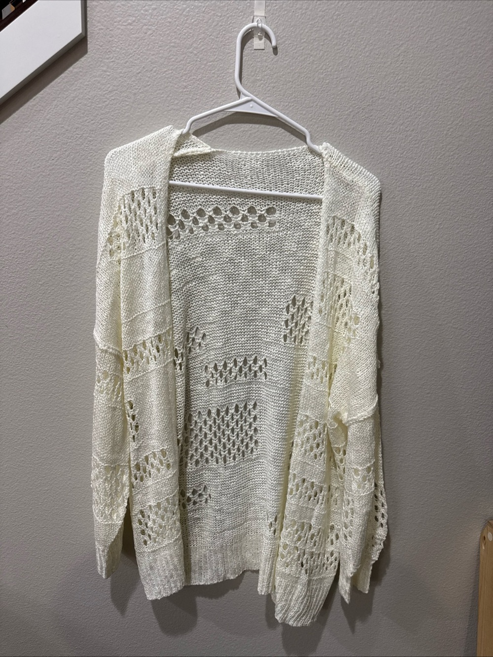 Source Unknown Ivory Open-Knit Women's Cardigan